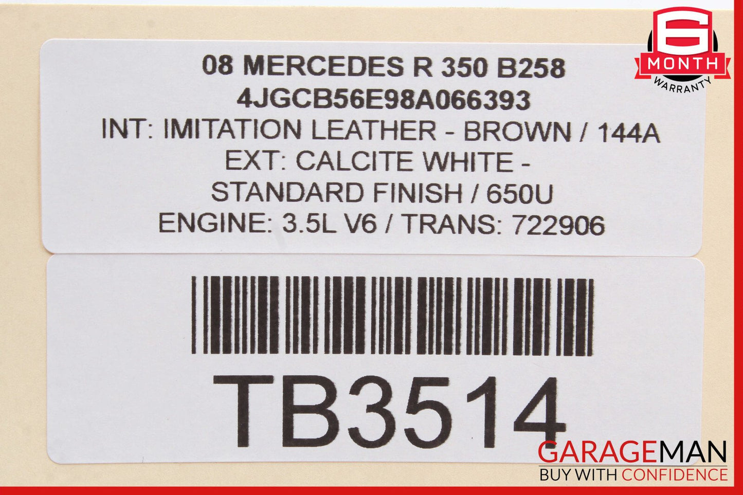 06-08 Mercedes GL320 ML500 R320 Driver Steering Wheel Airbag Air Bag Brown