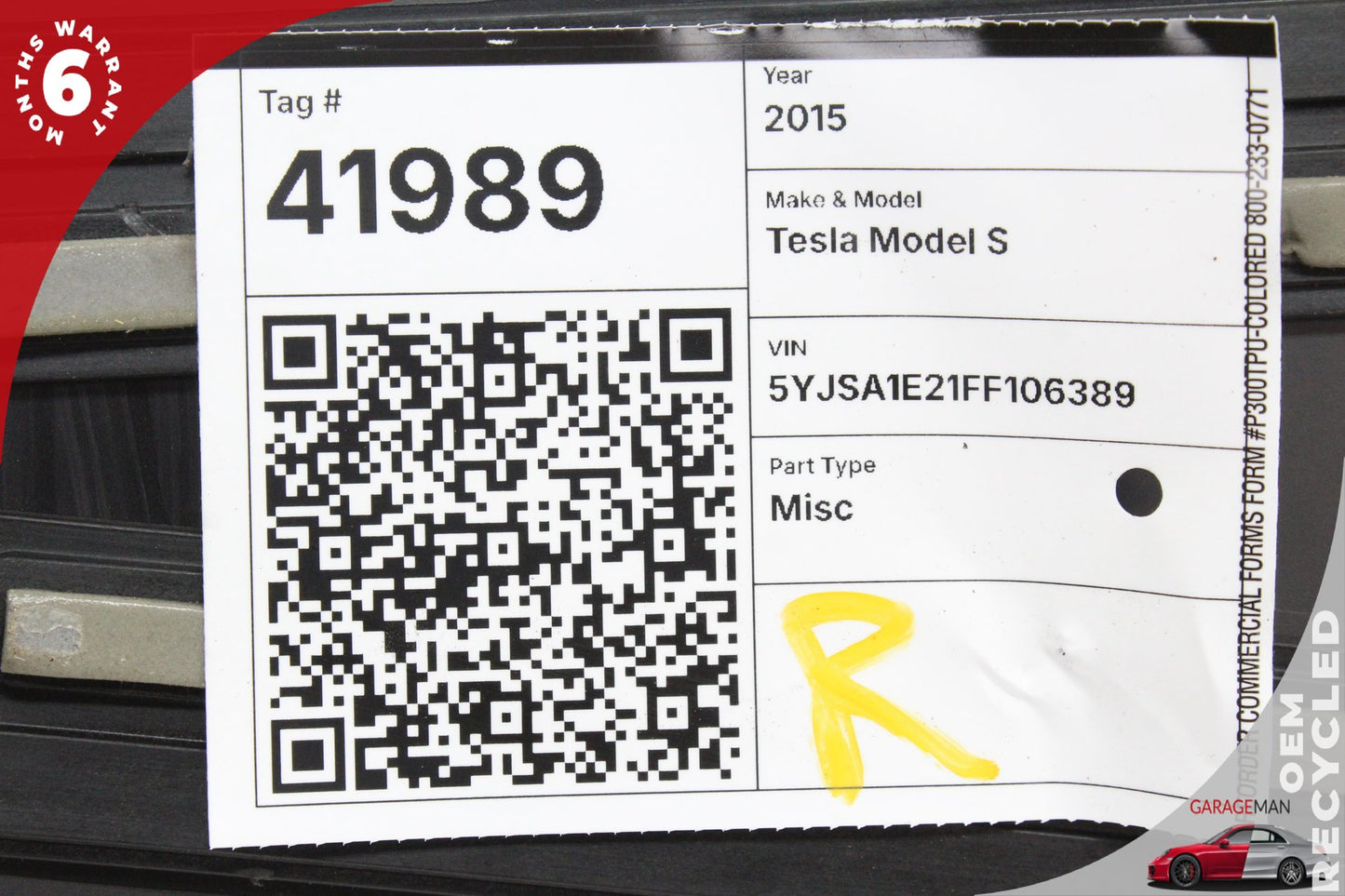 2012-2016 Tesla Model S 85D Right Passenger Side B Pillar Applique Molding Trim 100453500B