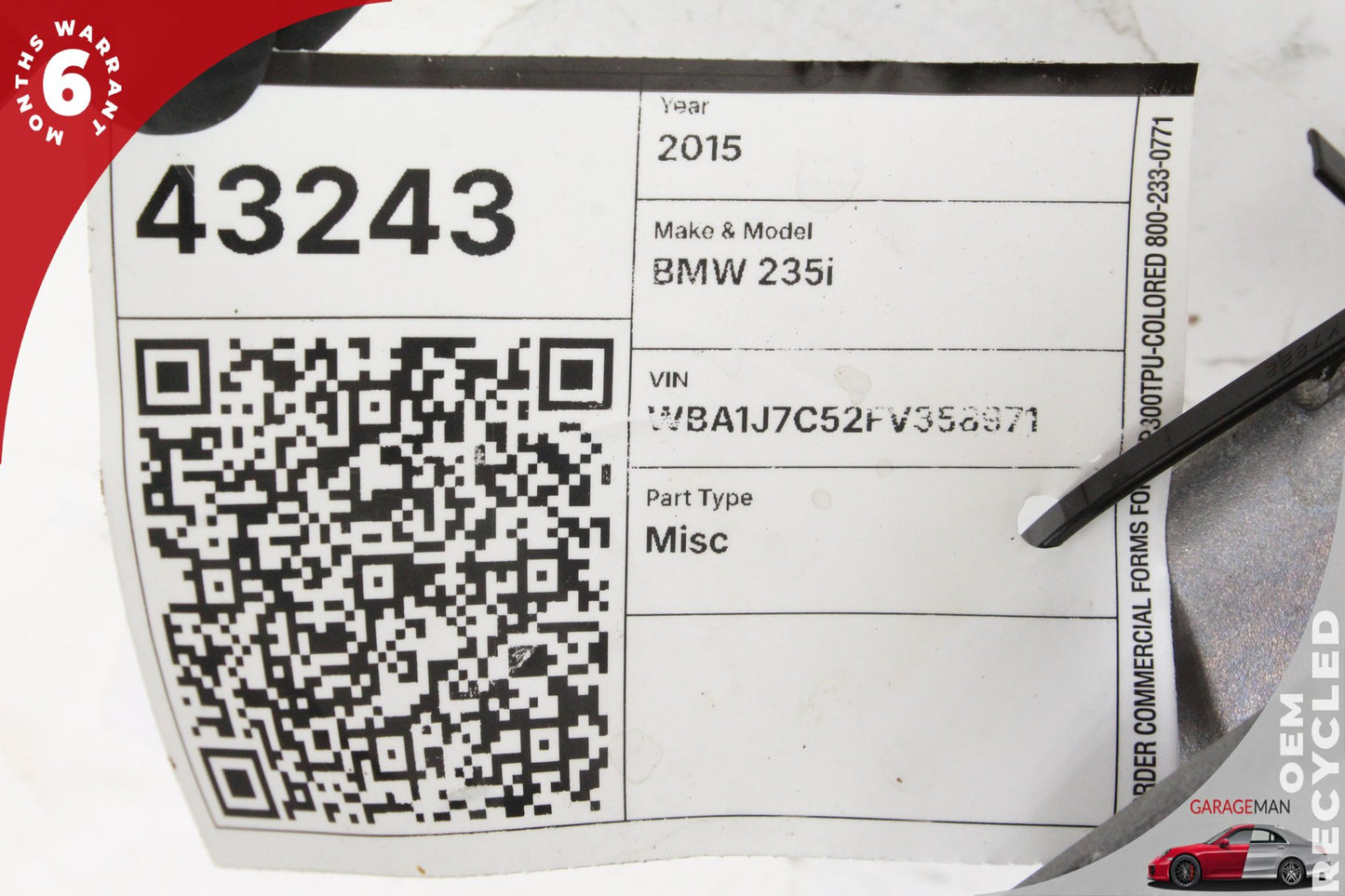 2015 BMW 235i F22 RWD Engine Motor Generator Alternator 7616119