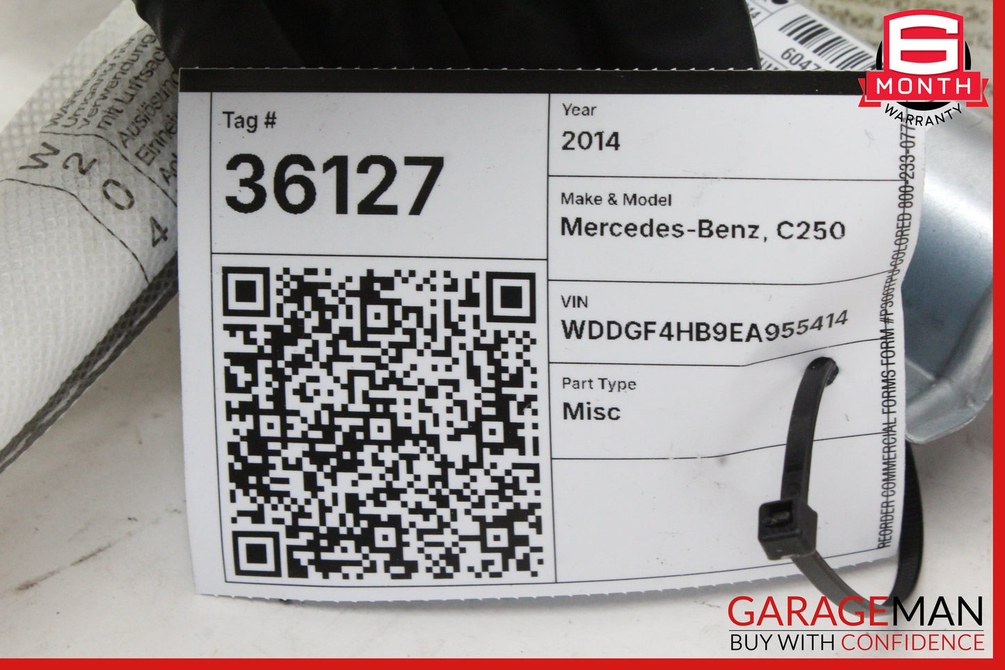2008-2014 Mercedes W204 C250 Right Side Roof Curtain Air Bag 2048600605 OEM