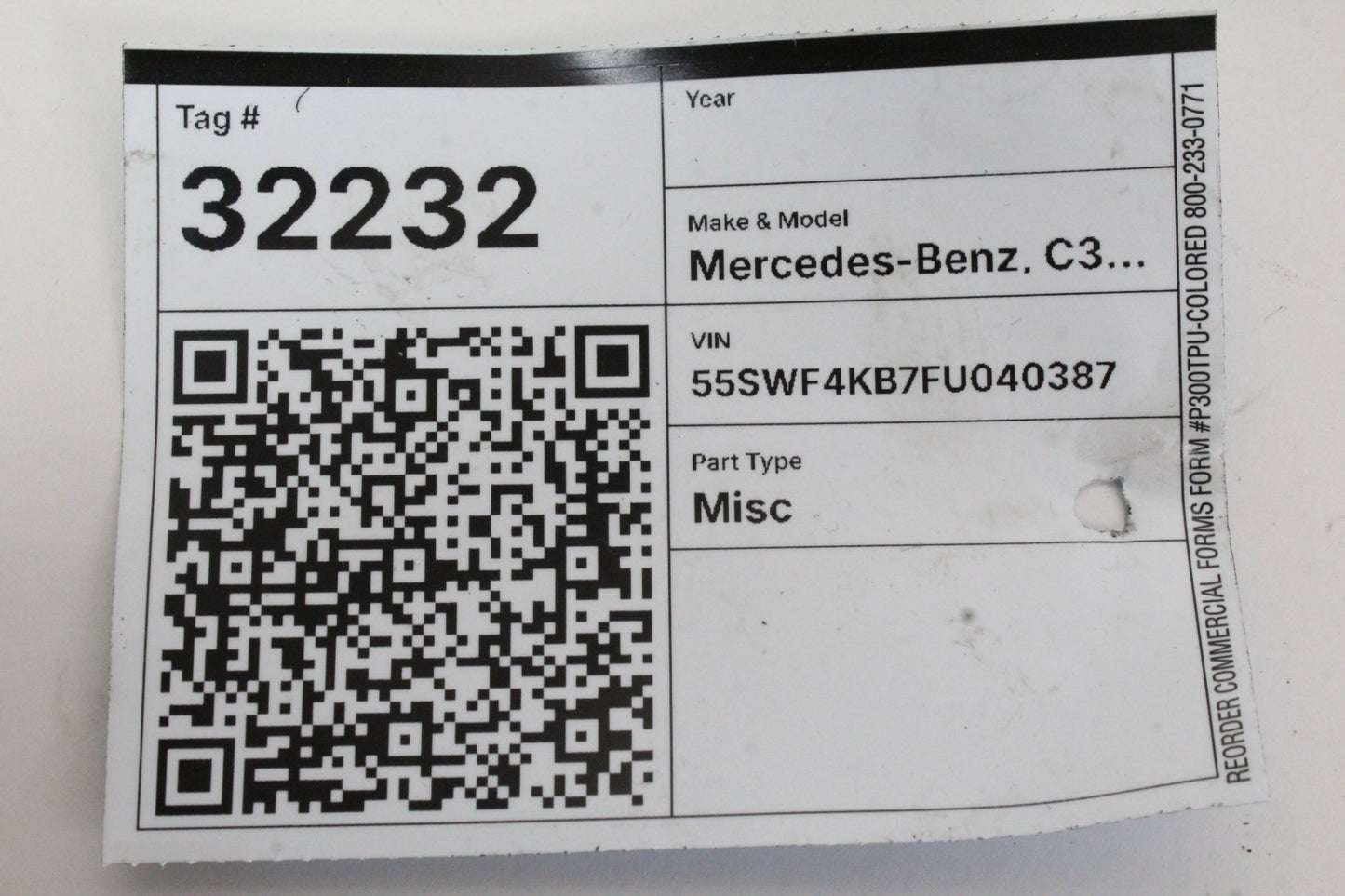 2015-2020 Mercedes-Benz C300 W205 Dash Air Vent Center 2058300301