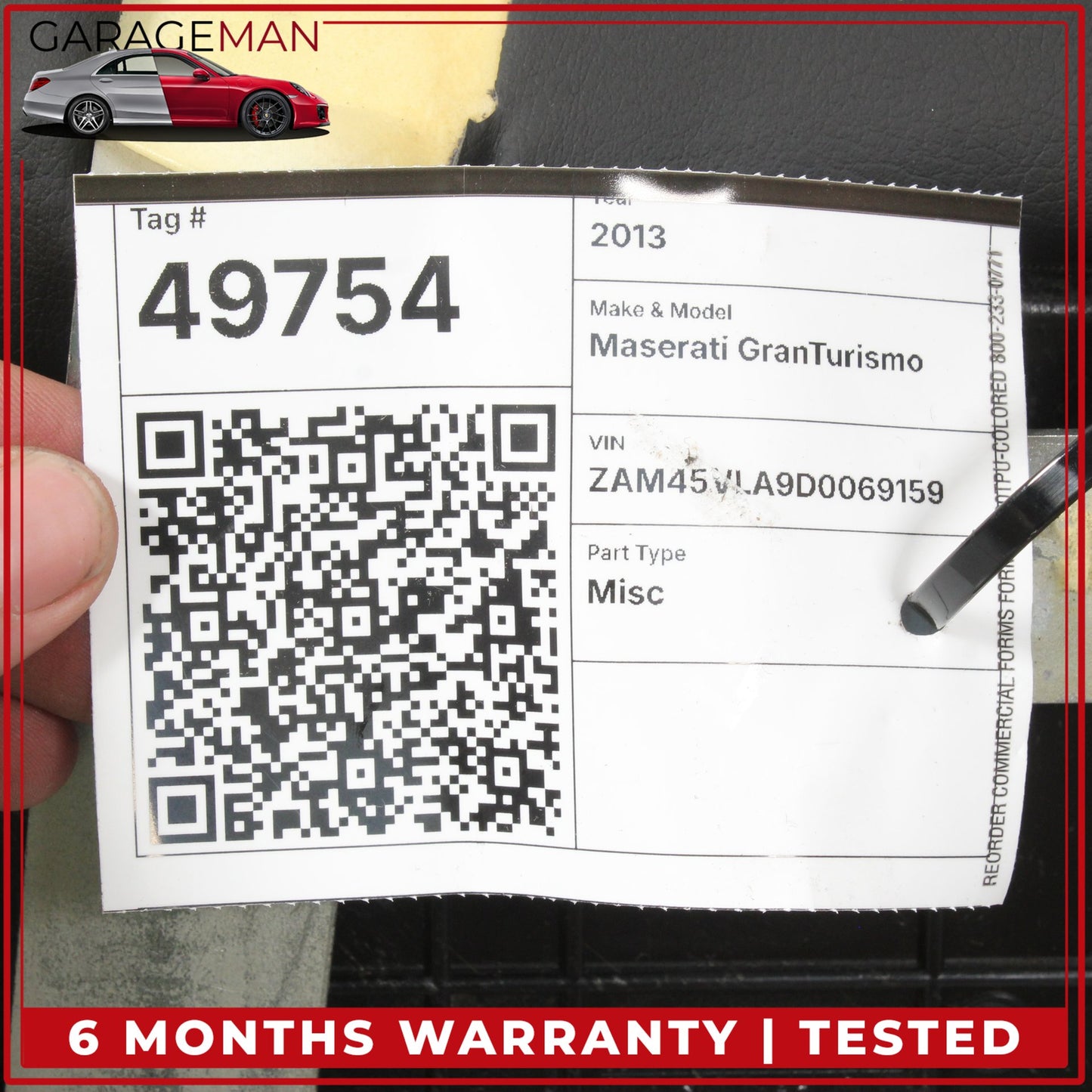 2013-2018 Maserati GranTurismo M145 Coupe Rear Top Upper Bench Seat Black OEM