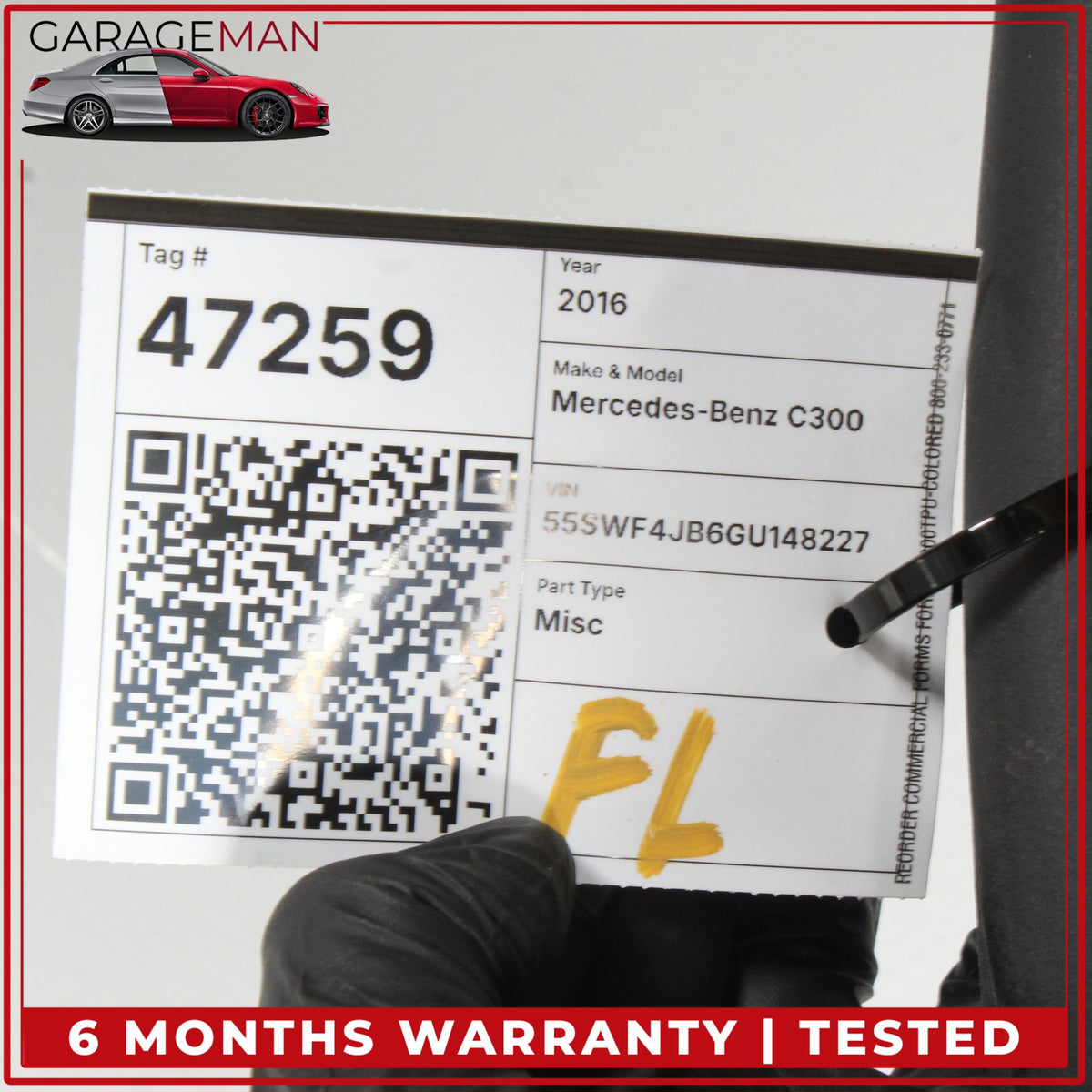 2015-2021 Mercedes W205 C300 Front Left Side Door Rubber Seal 2056970051 OEM