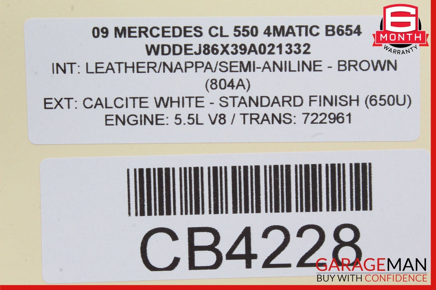 07-14 Mercedes W216 CL550 CL600 S550 S600 Rear Right Side Quarter Airbag Air Bag