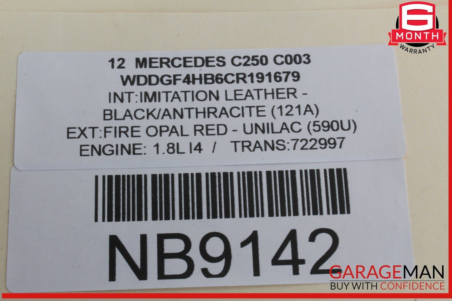 08-15 Mercedes W204 C250 C300 Front Right Passenger Side Dash Airbag