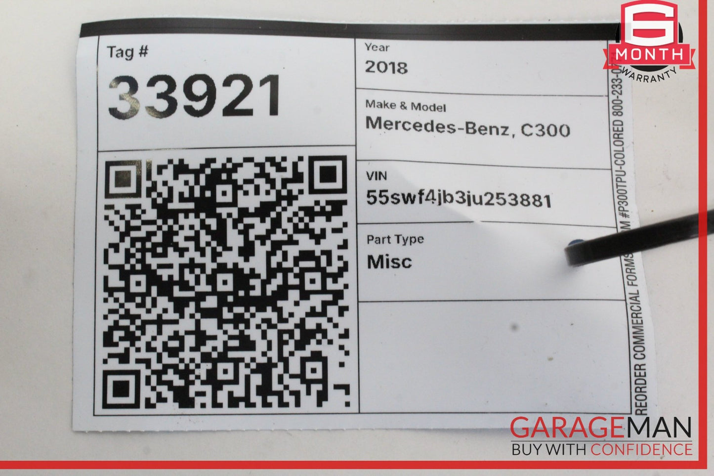 2015-2018 Mercedes-Benz C300 W205 Sedan Airbag Sensor 2059009627 Genuine