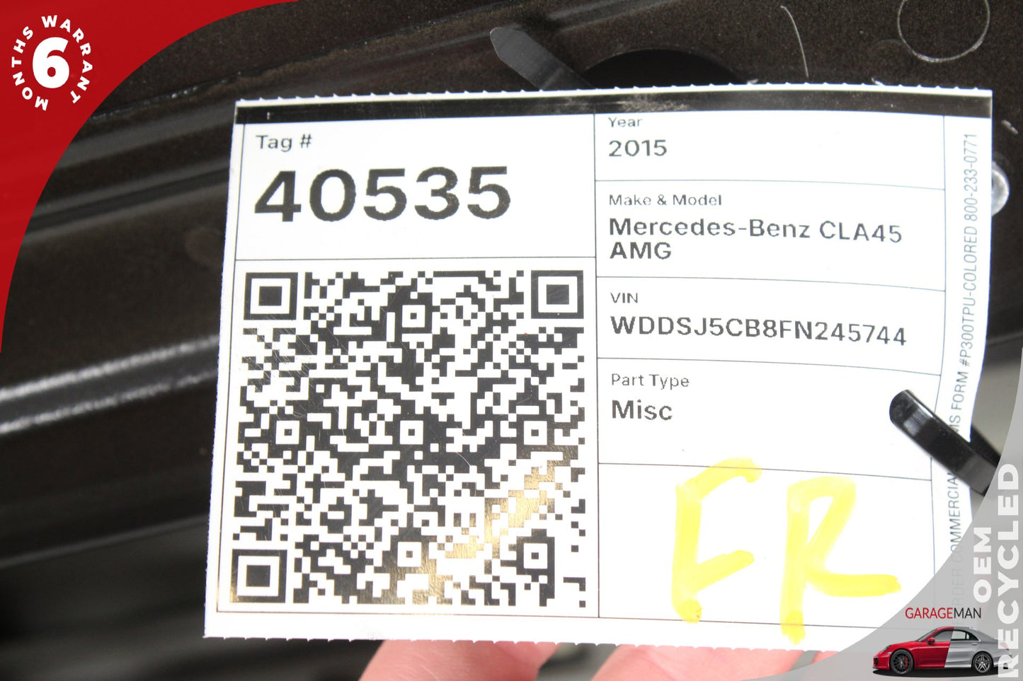 2014-2019 Mercedes W117 CLA45 AMG Front Right Side Door Shell Panel Black OEM