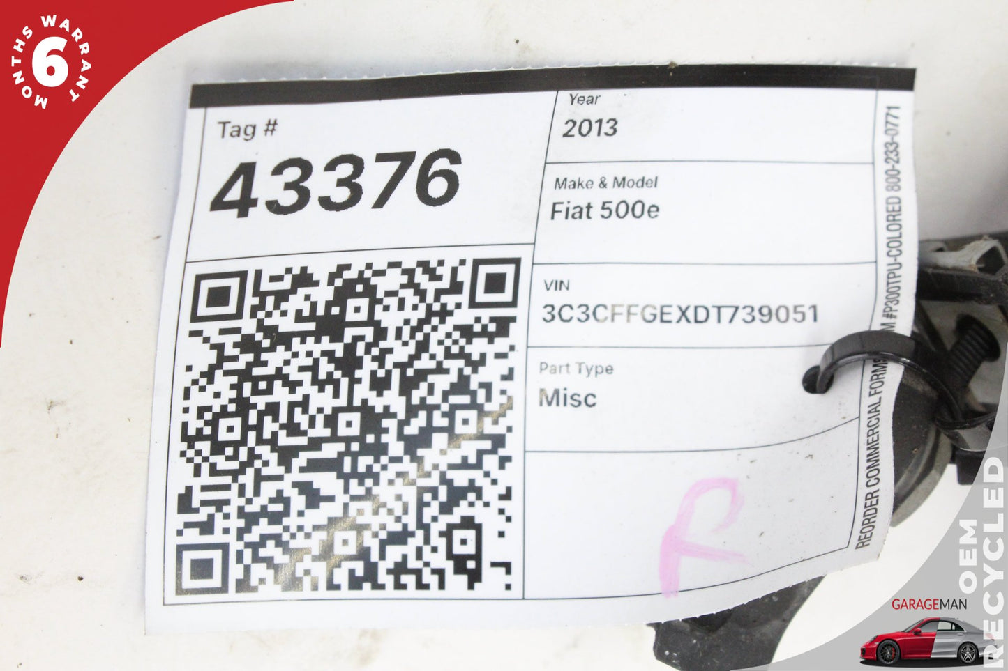 2013 Fiat 500e Hatchback Right Headlamp 05182428AD