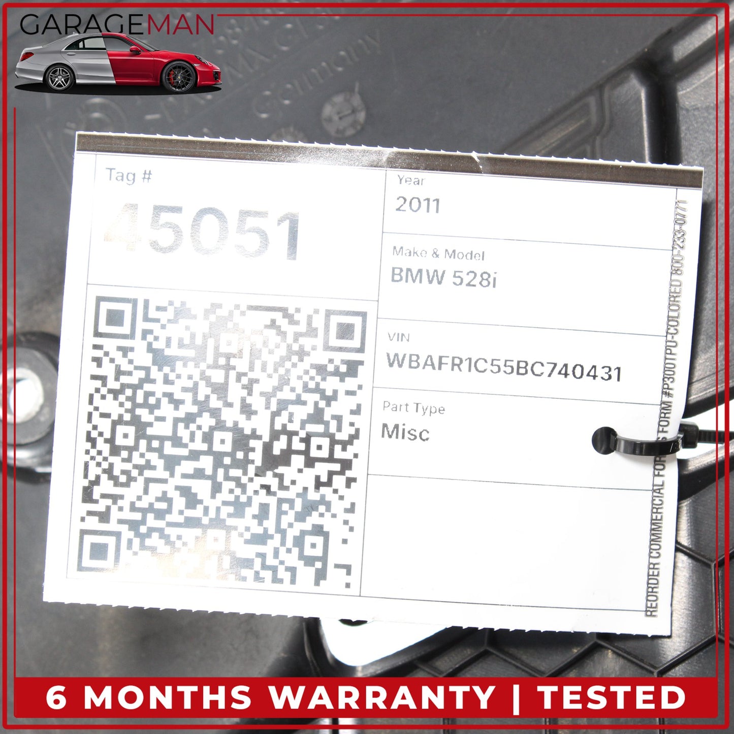 2011 BMW 528i F10 N52 3.0L Engine Motor Cover Trim Panel 7584636