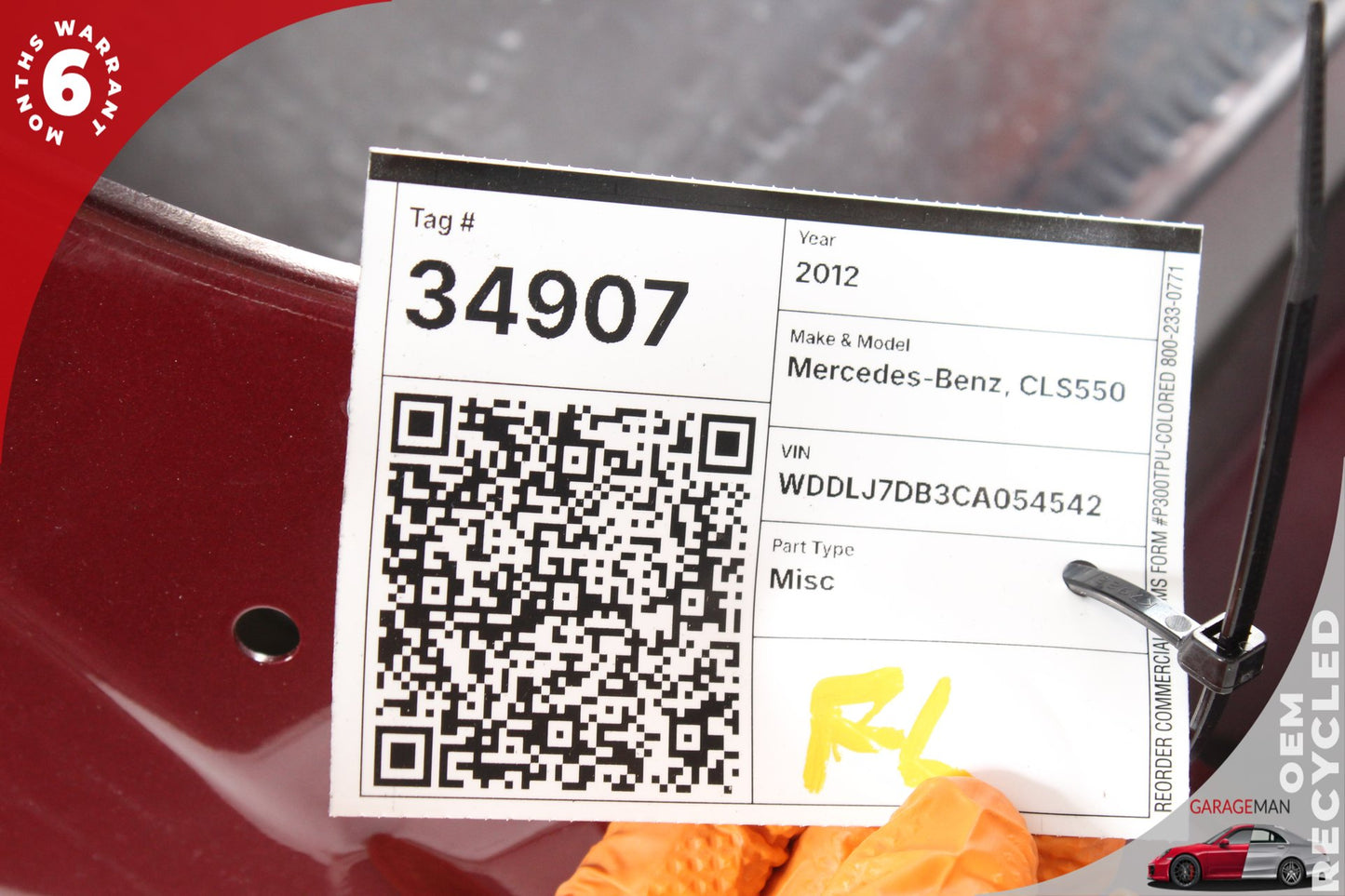 2012-2018 Mercedes W218 CLS550 Front Left Driver Side Door Shell Red OEM