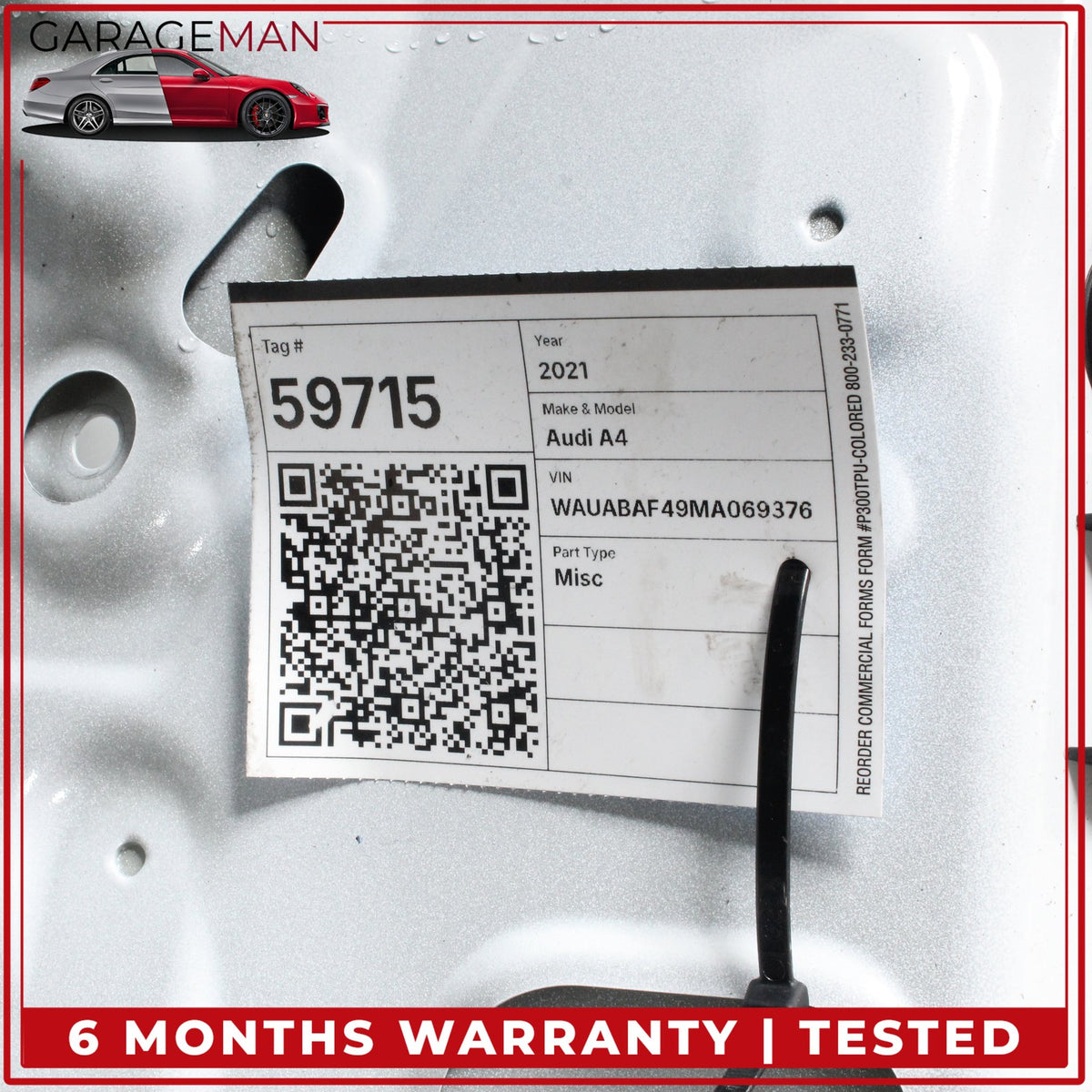 2020-2024 Audi A4 B9 Rear Trunk Deck Lid Shell White 8W5827025K OEM