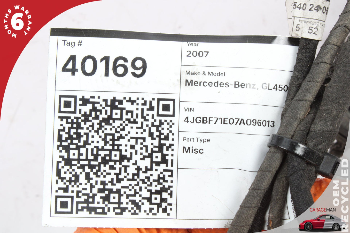 2006-2009 Mercedes X164 GL450 Rear Bumper Parking Sensor Wire Harness PDC OEM