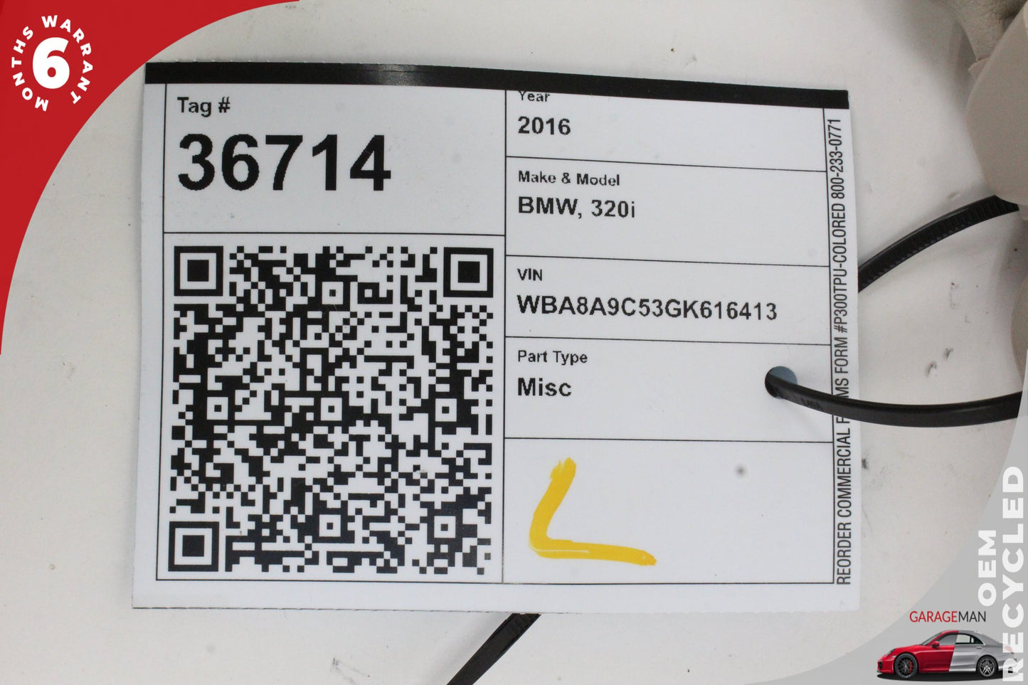 2012-2018 BMW 320i F30 Sedan Left Sun Visor 7322293