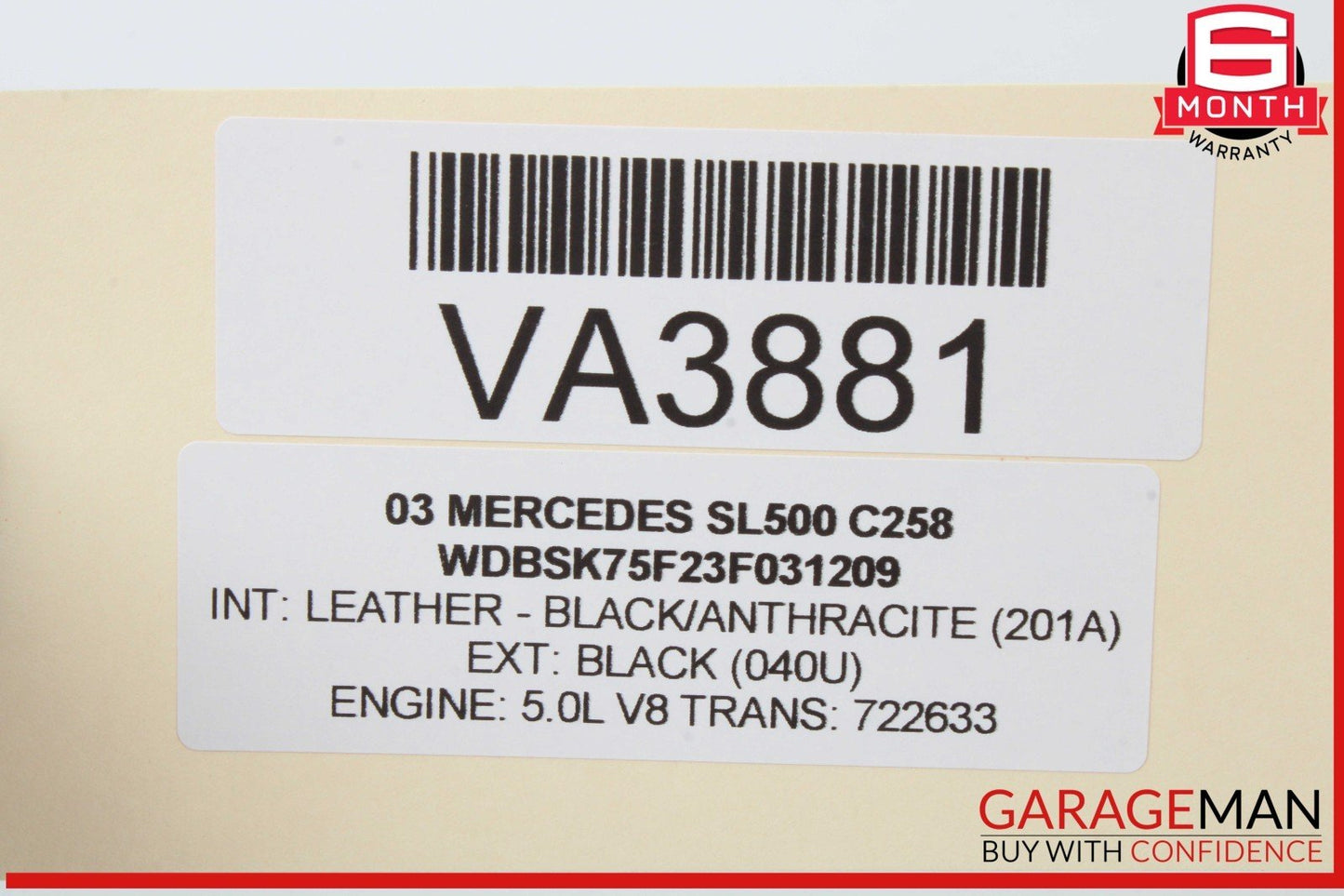03-12 Mercedes R230 SL500 SL550 SL65 Front Right Side Dash Airbag Air Bag OEM