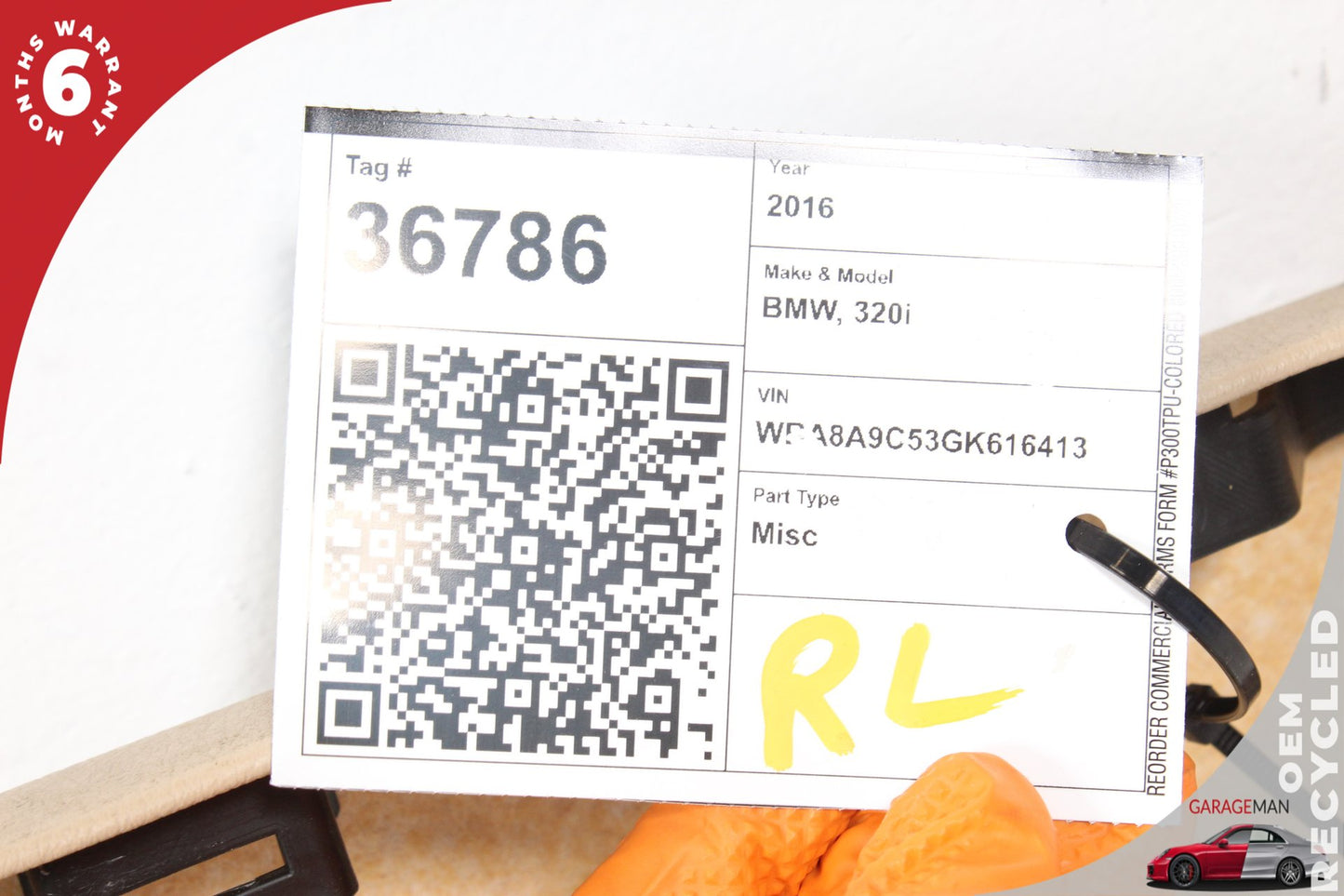 2012-2018 BMW 320i F30 Sedan Left Rear Door Trim Panel 7280955