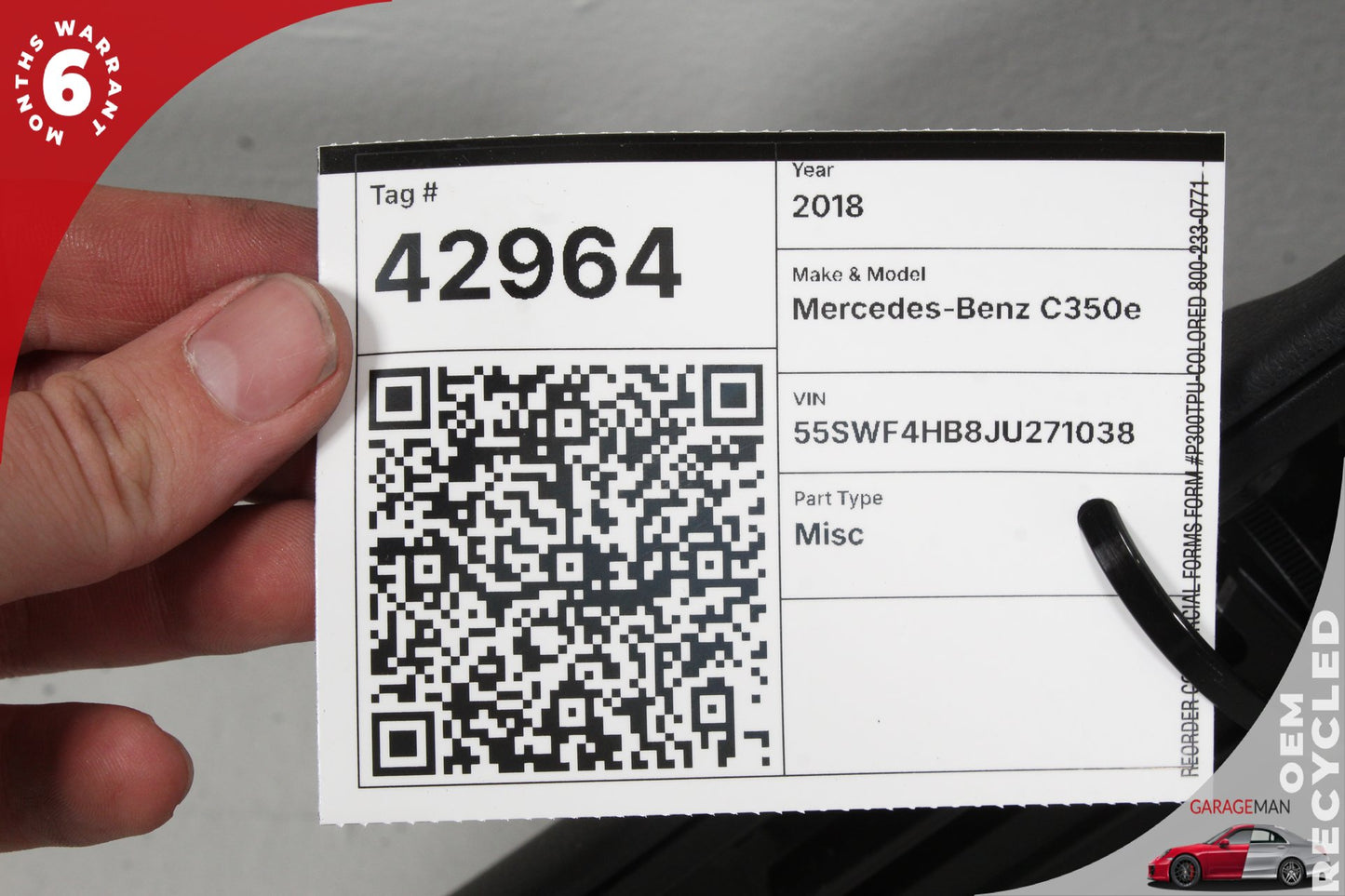 2015-2018 Mercedes W205 C350e C300 Rear Right Side Interior Door Panel OEM