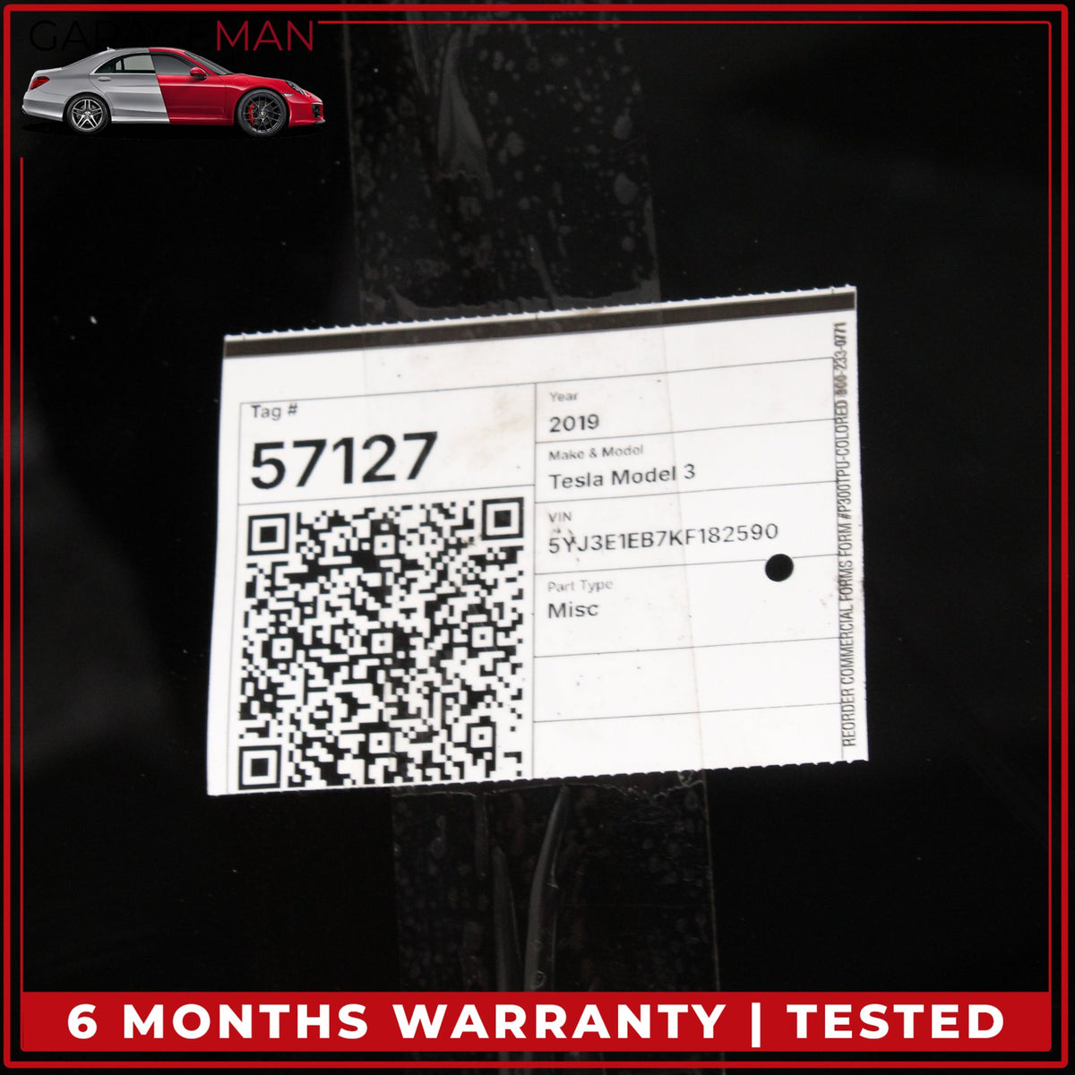 2017-2020 Tesla Model 3 Panoramic Backlite Roof Glass Back Section OEM