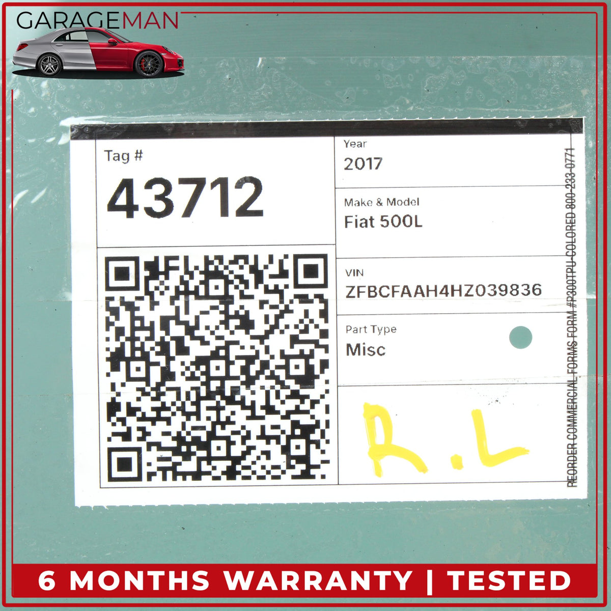 2014-2020 Fiat 500L Hatchback Rear Left Quarter Window Glass 68201886AA