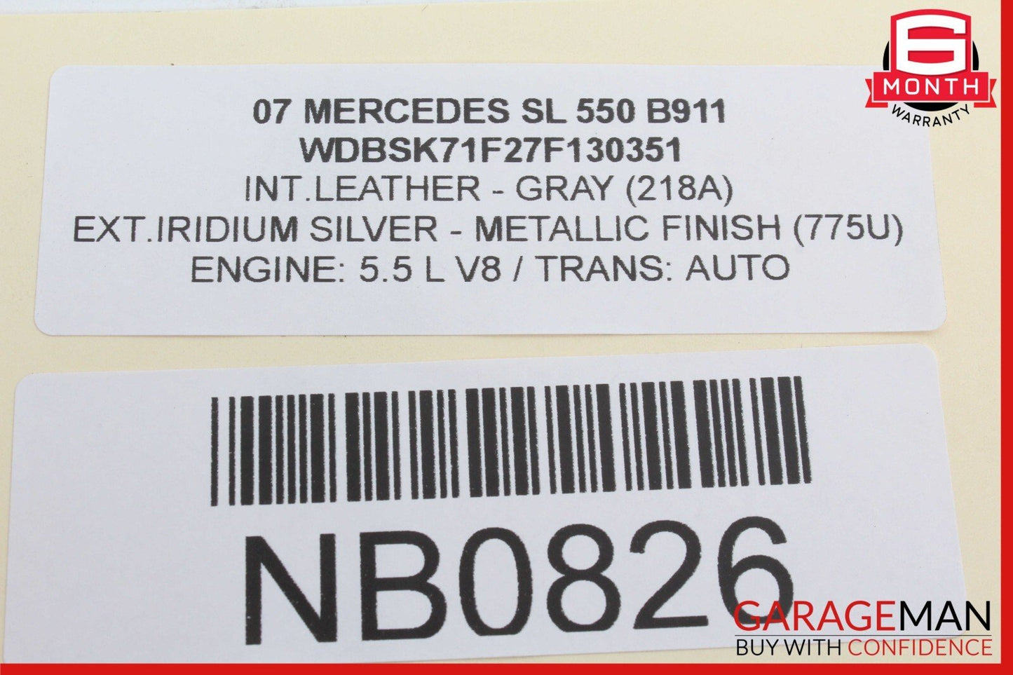 03-12 Mercedes R230 SL550 G55 AMG Steering Wheel Airbag Air Bag Grey OEM