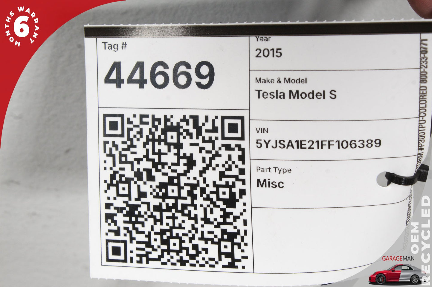 2012-2015 Tesla Model S 85D Hatchback Front Right Lower Bottom Seat Cushion