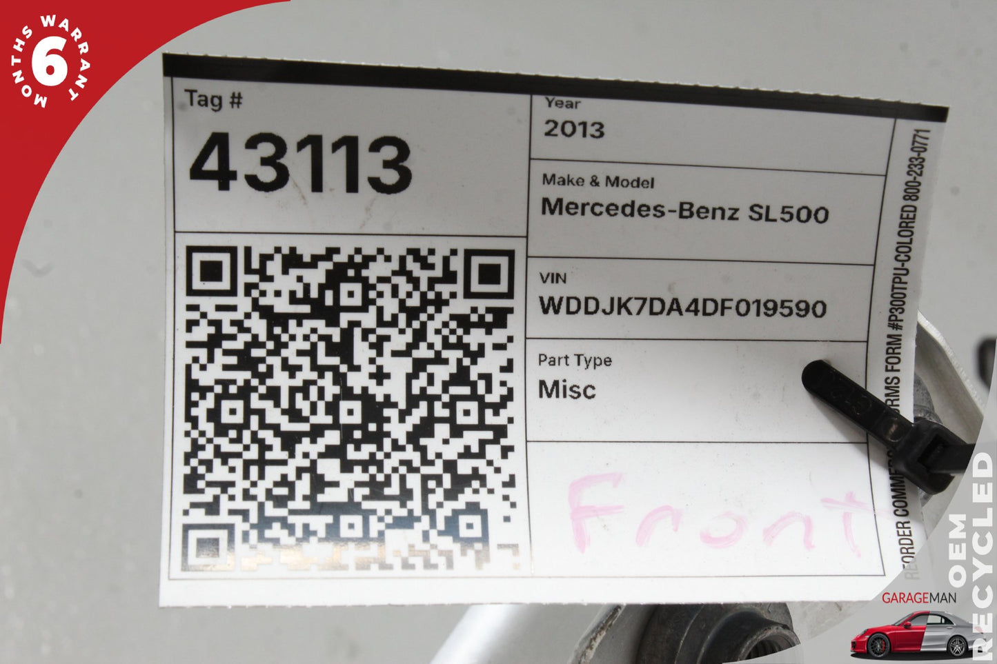 2013-2020 Mercedes-Benz SL550 R231 Convertible Crossmember K-Frame 231620014 OEM