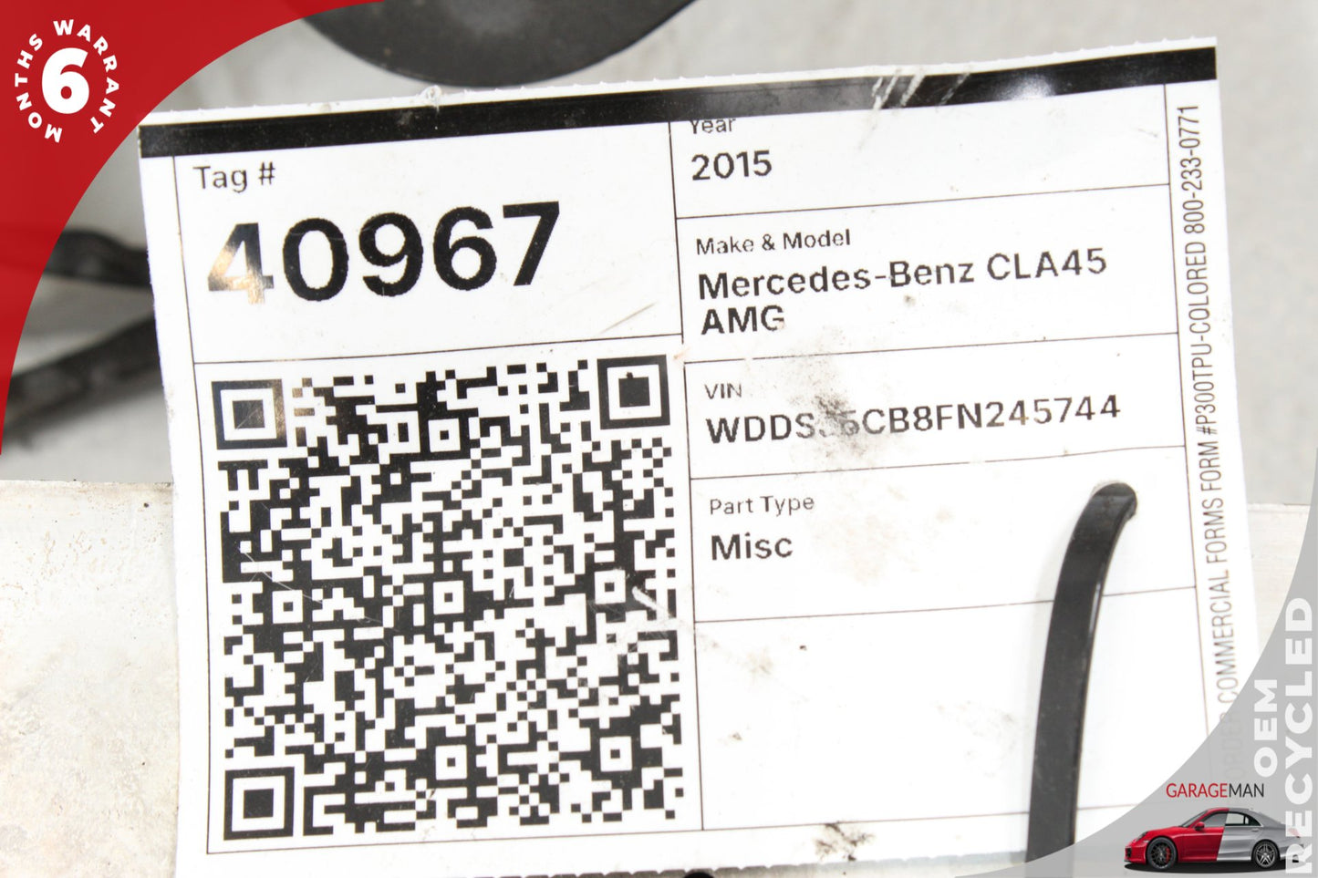 2014-2018 Mercedes-Benz CLA45 AMG w117 Sedan Upper Radiator Core Support Bar 2466200395 OEM