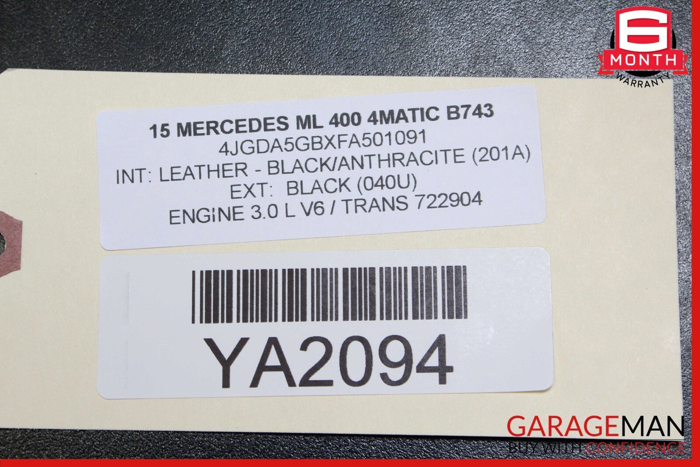 12-16 Mercedes X166 GL450 ML400 GL550 Knee Airbag Air Bag Left Side Anthracite