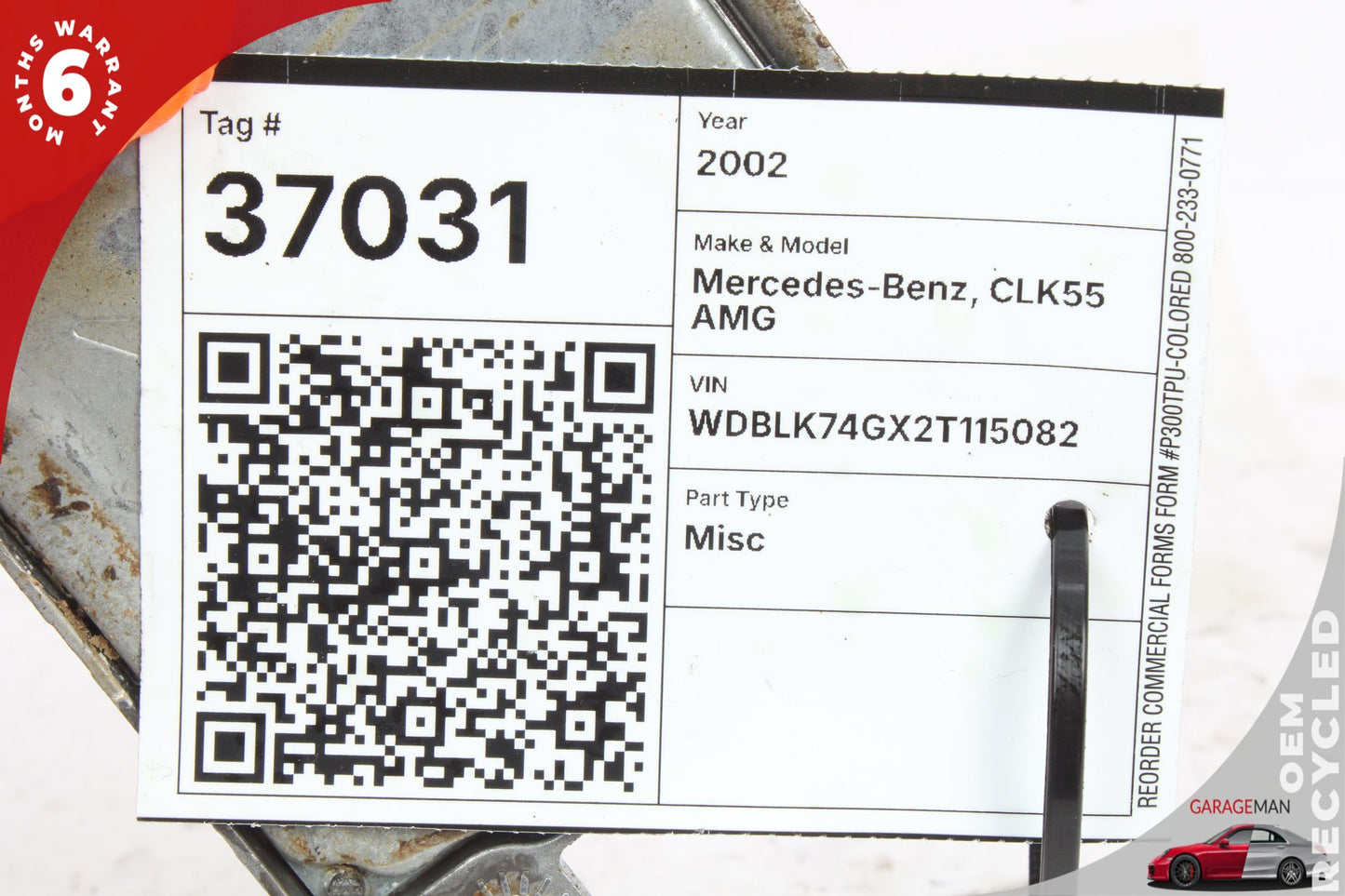1998-2003 Mercedes-Benz CLK55 AMG W208 Airbag Air Bag Sensor SRS Control Module