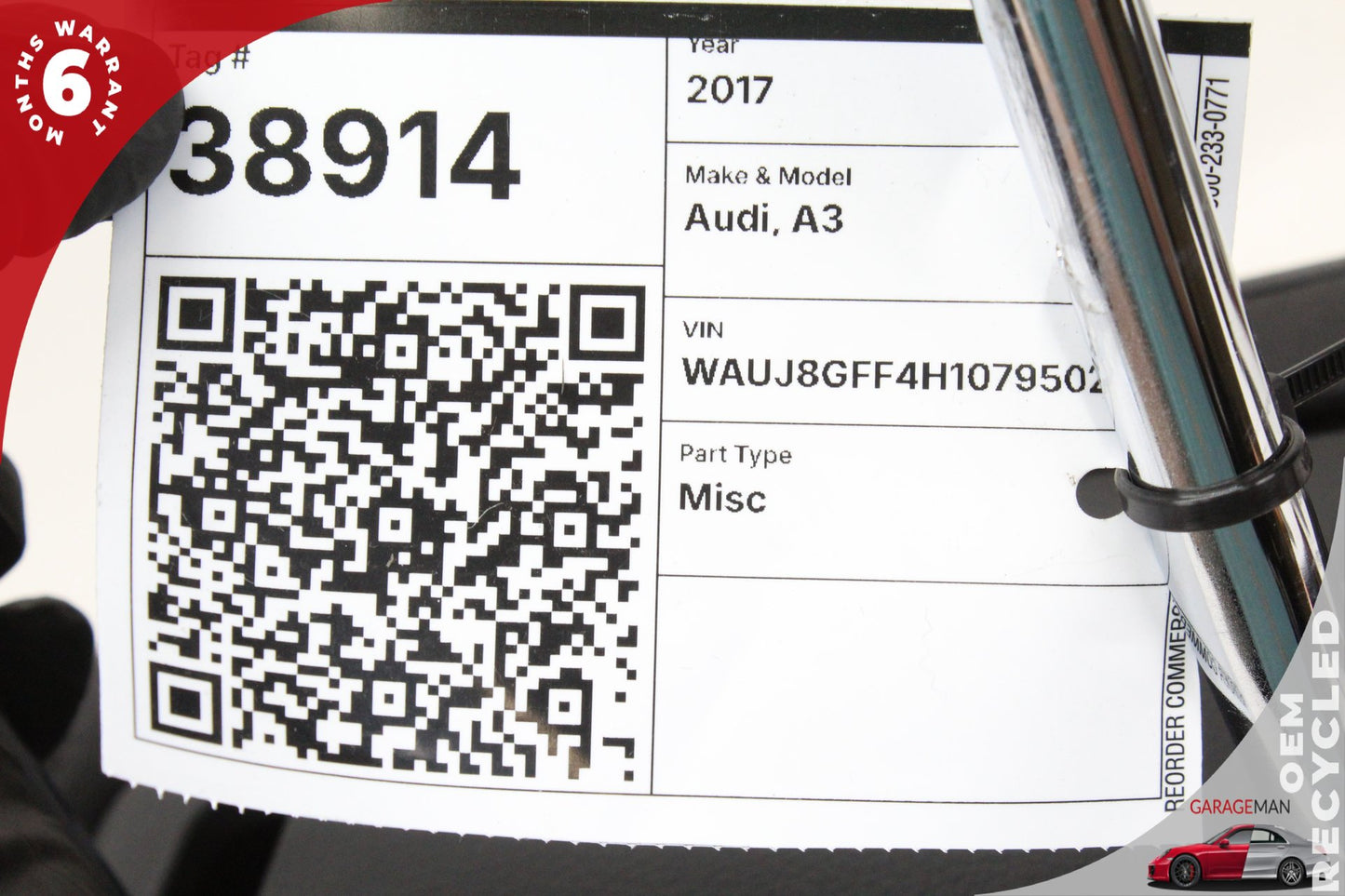 2015-2020 Audi A3 S3 Front Left or Right Side Head Rest Black 8V0881901 OEM
