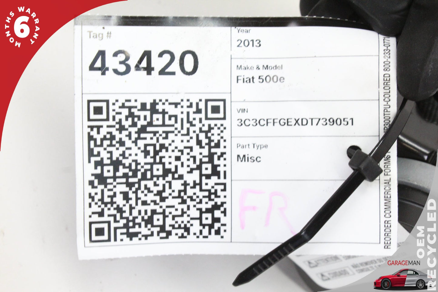 2013 Fiat 500e Hatchback Right Front Seat Belt 1UC82JXWAL Genuine