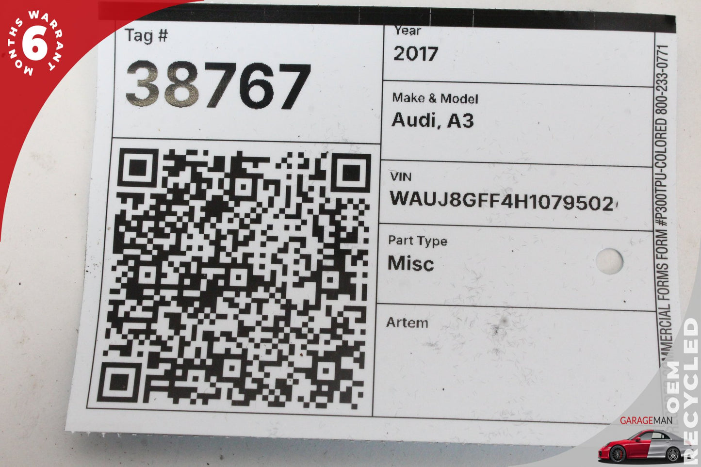 2015-2020 Audi A3 8V Sedan Glove Box Storage Compartment 8V5880302A6PS