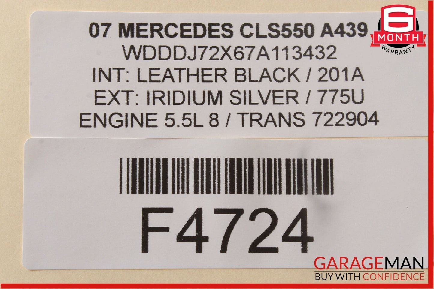 06-11 Mercedes W219 CLS550 Interior Top Upper Dome Light Reading Map Lamp Gray