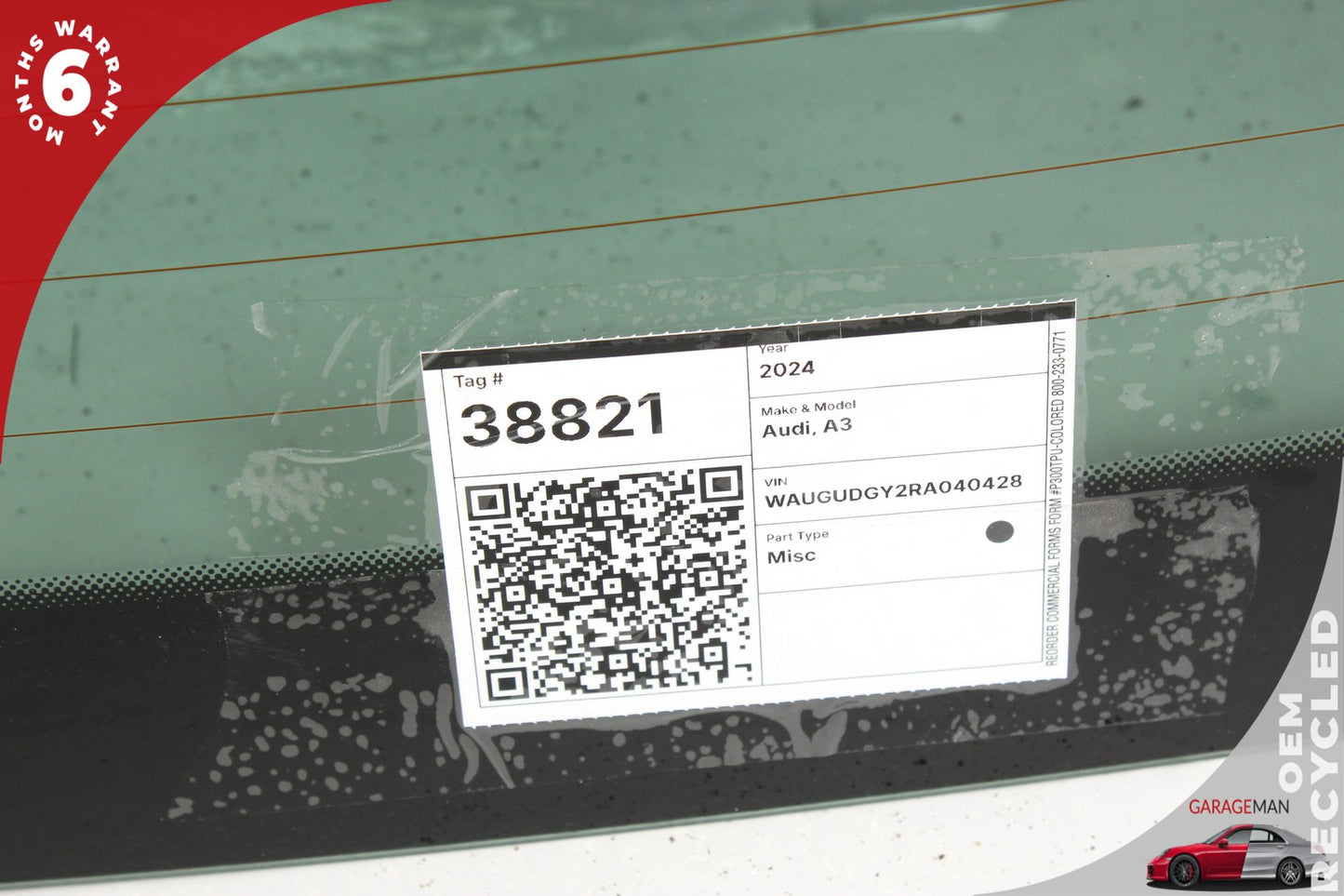 2022-2024 Audi A3 S3 Sedan Rear Back Windshield Window Glass 8Y5845501B OEM