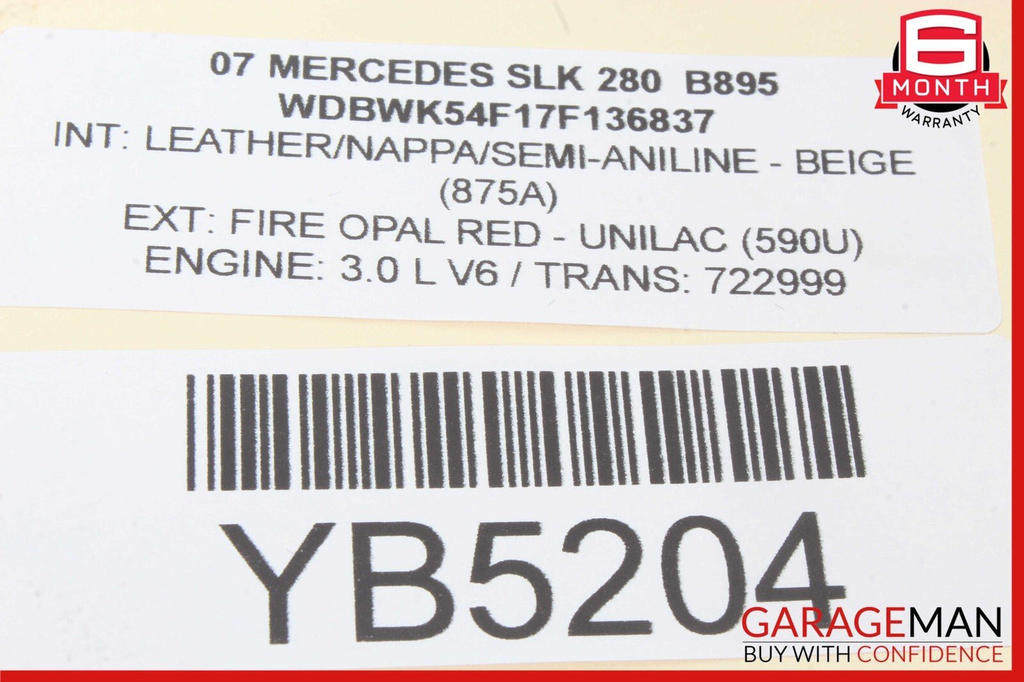 05-11 Mercedes R171 SLK280 SLK350 Dashboard Glove Box Passenger Knee Airbag OEM