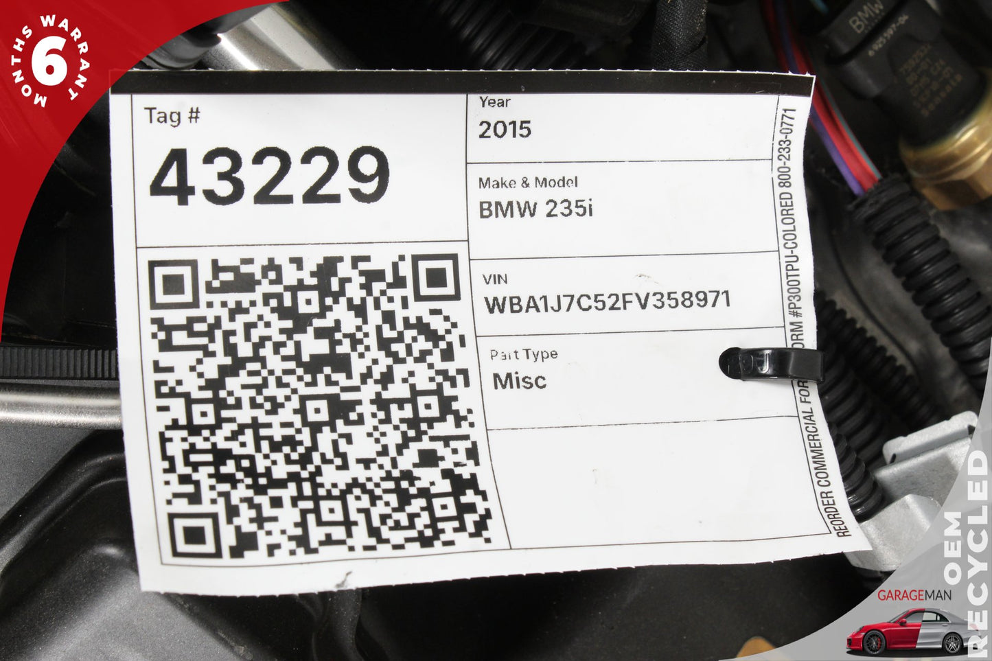2014-2016 BMW 235i F22 RWD 3.0L I6 N55 Complete Engine Motor Assembly 67396 miles