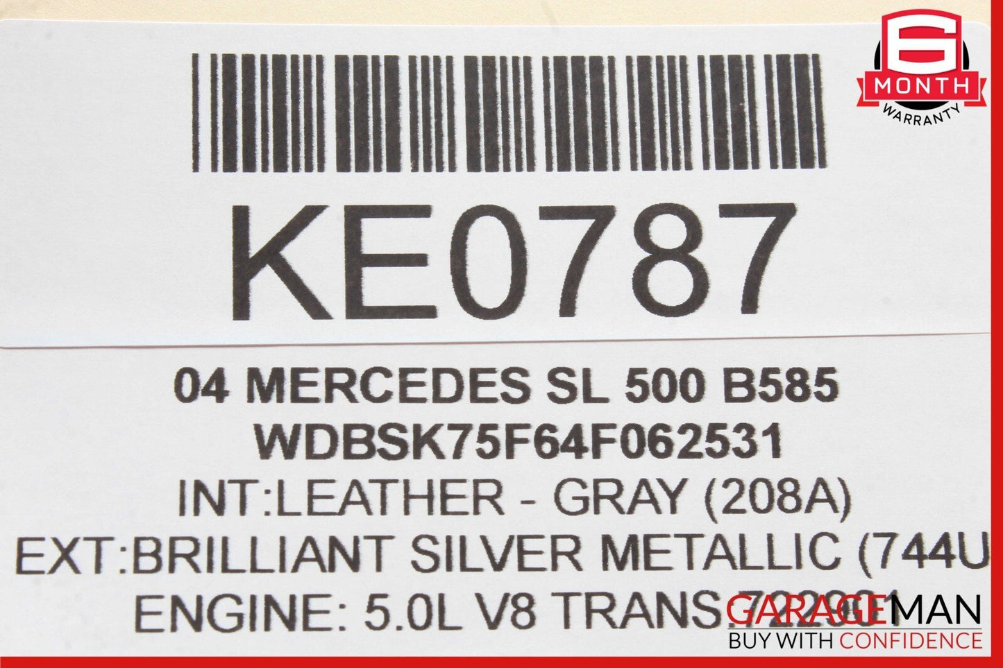 03-12 Mercedes R230 SL500 CLS500 Steering Wheel Airbag Air Bag Leather Gray OEM