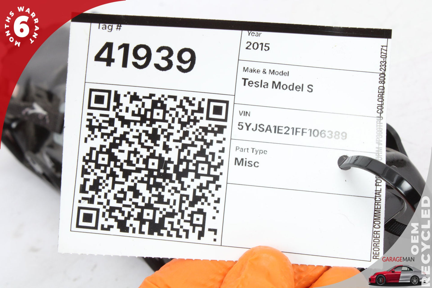 2015 Tesla Model S 85D Hatchback Right Side Knee Airbag 100526000G