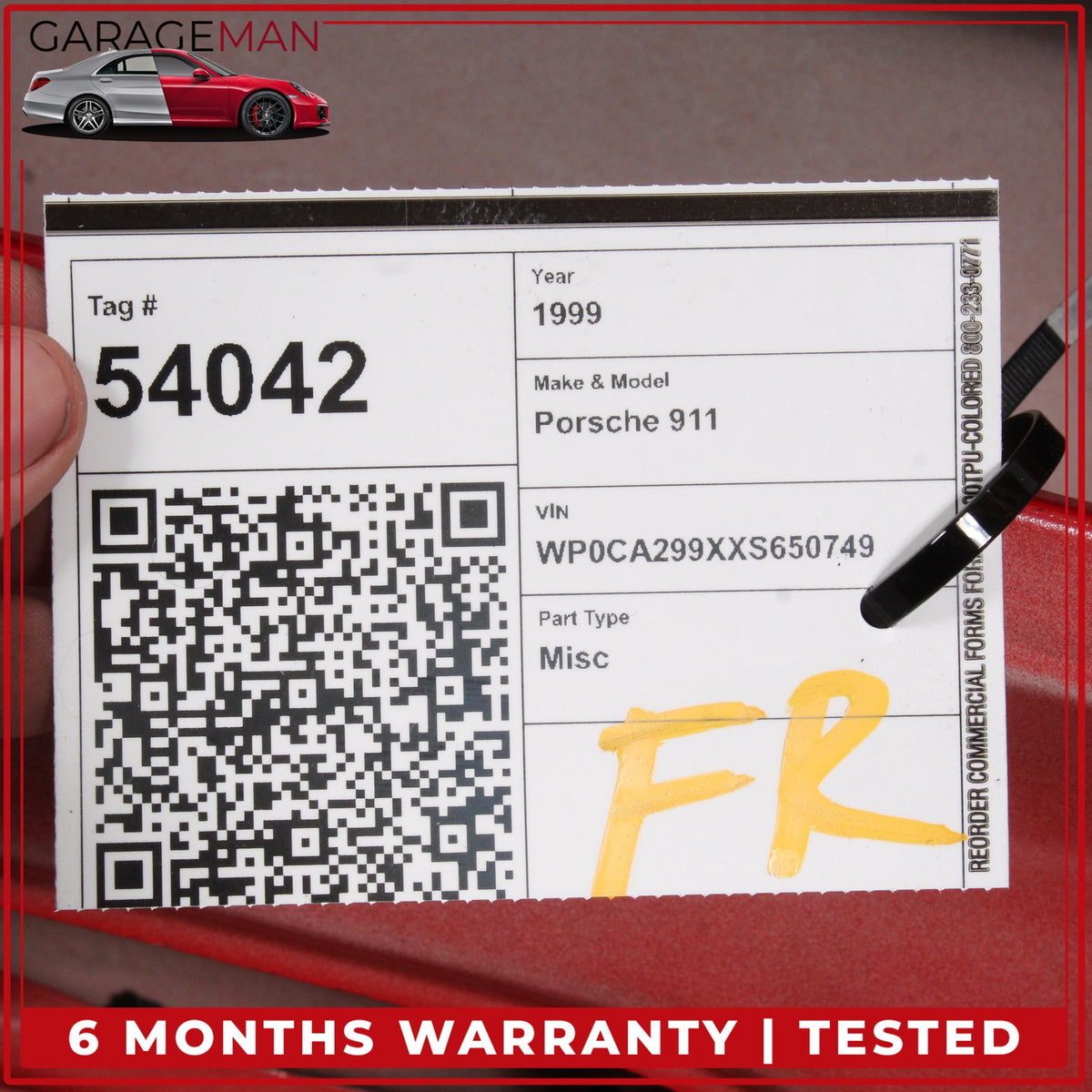 1997-2005 Porsche 911 996 Front Right Side Door Shell Red 99653101204 OEM