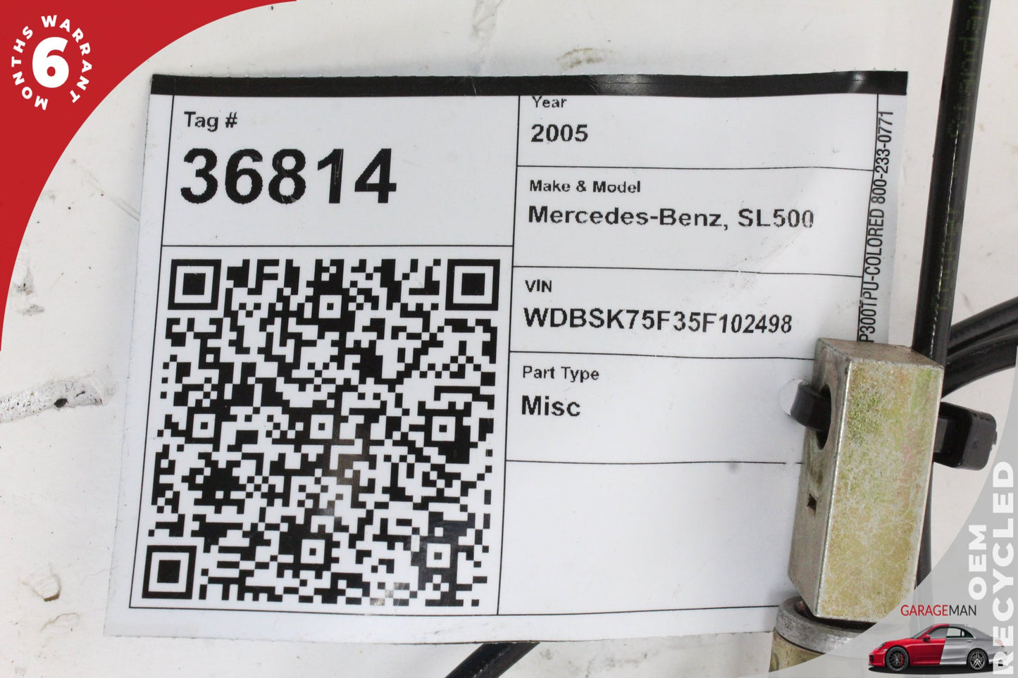2003-2012 Mercedes R230 SL550 Left Side Load Assist Cylinder 2308001472 OEM