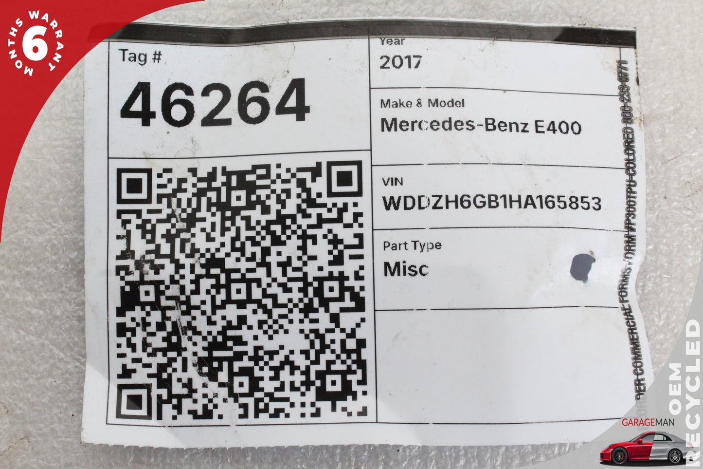 17-19 Mercedes-Benz E400 W213 AWD 3.0L Rear Right Air Suspension Bag Shock 2053200225