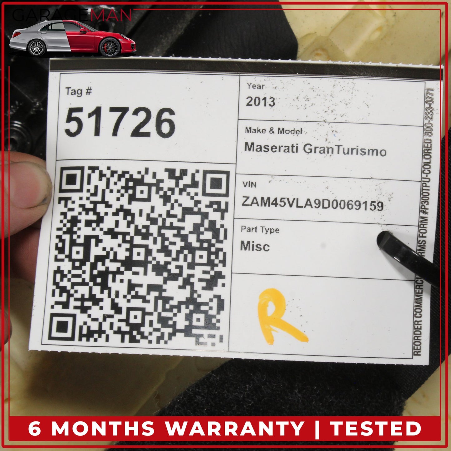 2013-2019 Maserati GranTurismo M145 Coupe Front Right Top Upper Seat Cushion OEM