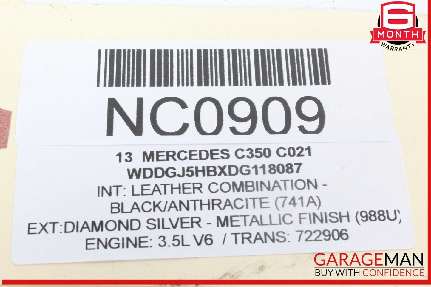 12-14 Mercedes W204 C350 C250 C63 Coupe Roof Curtain Air Bag Right Side OEM