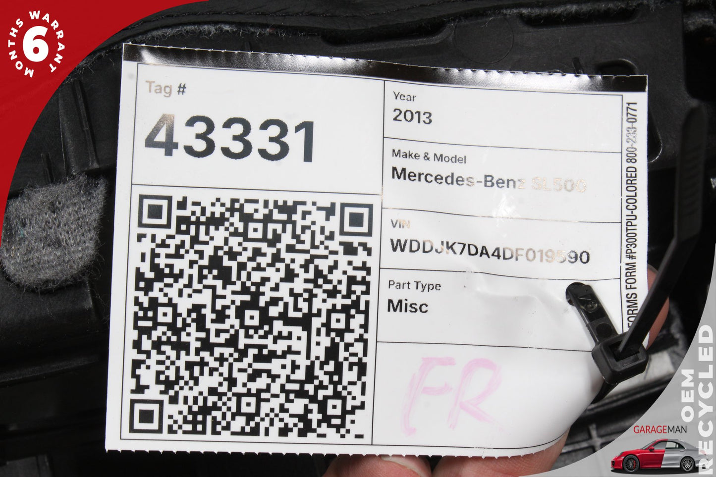 2013-2020 Mercedes R231 SL550 Front Right Side Upper Seat Cushion Black OEM