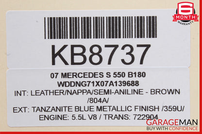 07-10 Mercedes W221 S550 CL600 Steering Wheel Airbag Air Bag Assembly Brown OEM