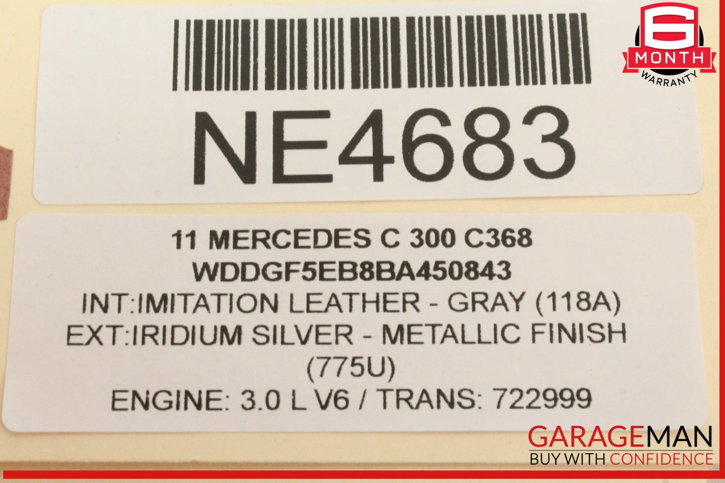 08-14 Mercedes W204 C300 C250 Right Side Roof Curtain Airbag Air Bag OEM