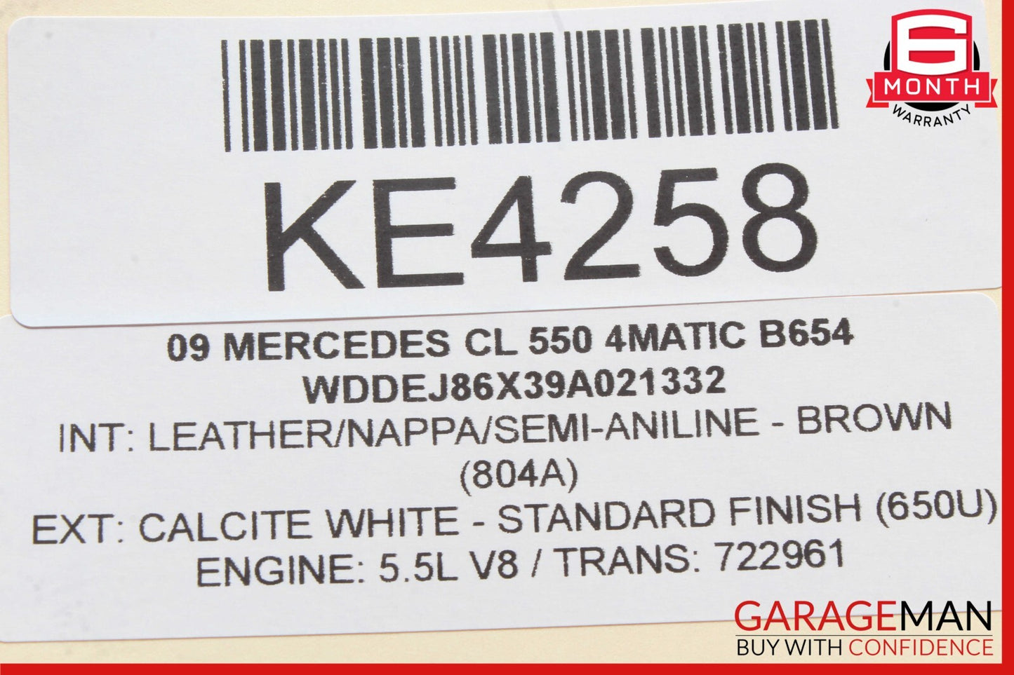 07-14 Mercedes W216 CL550 CL600 S550 S600 Rear Left Quarter Airbag Air Bag