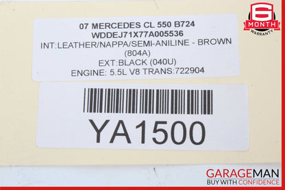 07-10 Mercedes W216 CL550 CL500 S550 Steering Wheel Airbag Air Bag Brown OEM