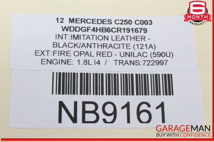 08-14 Mercedes W204 C250 C300 Right Side Roof Curtain Airbag Air Bag OEM