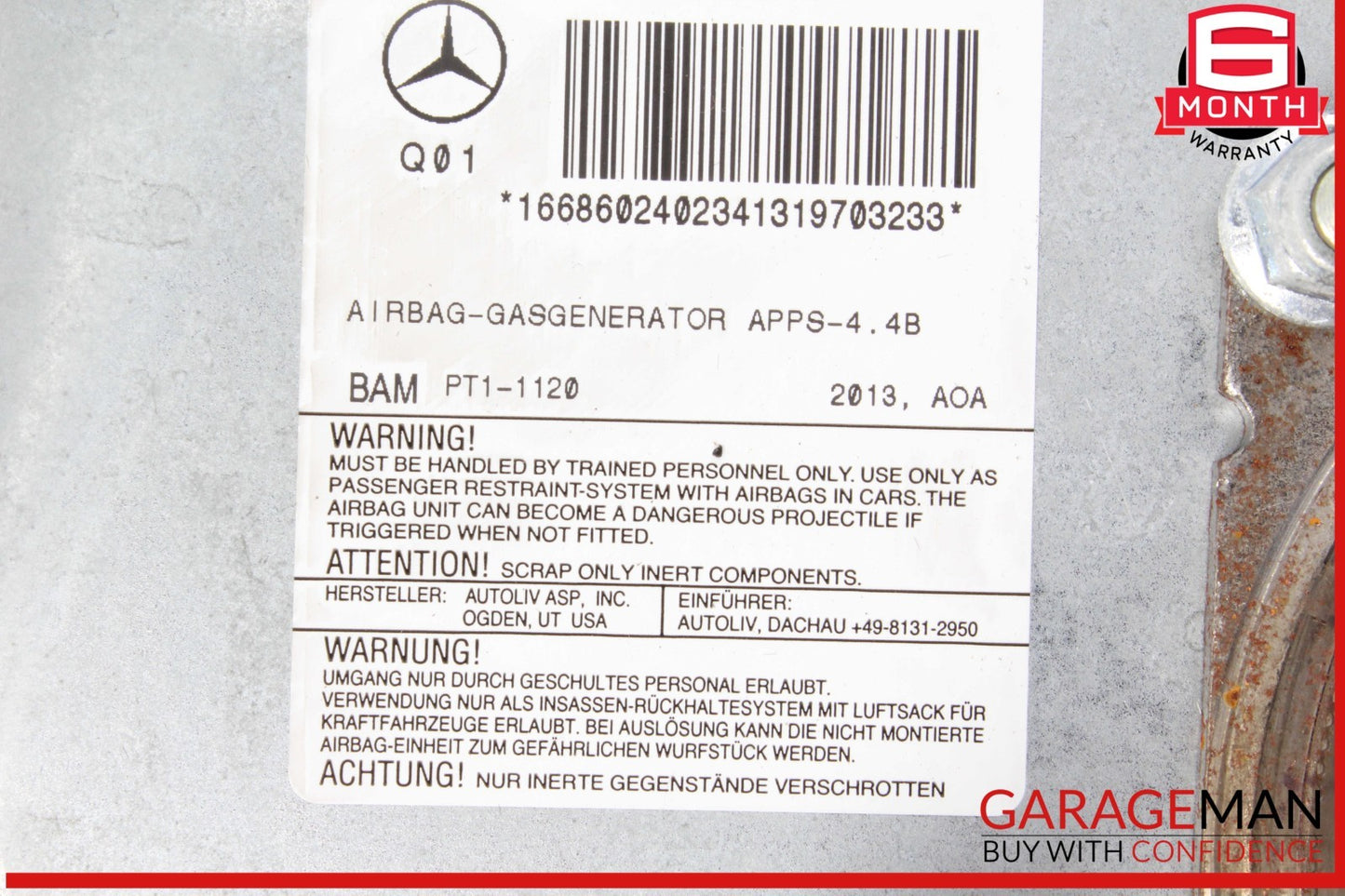 12-16 Mercedes X166 GL450 4MATIC Front Right Passenger Side Dashboard Air Bag