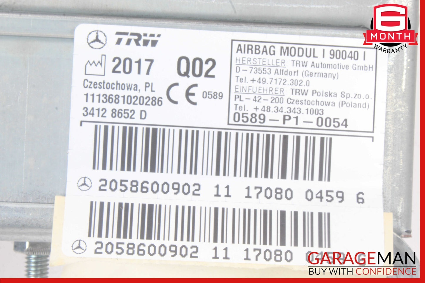 15-20 Mercedes W205 C300 Rear Right Side Seat Air Bag Airbag OEM